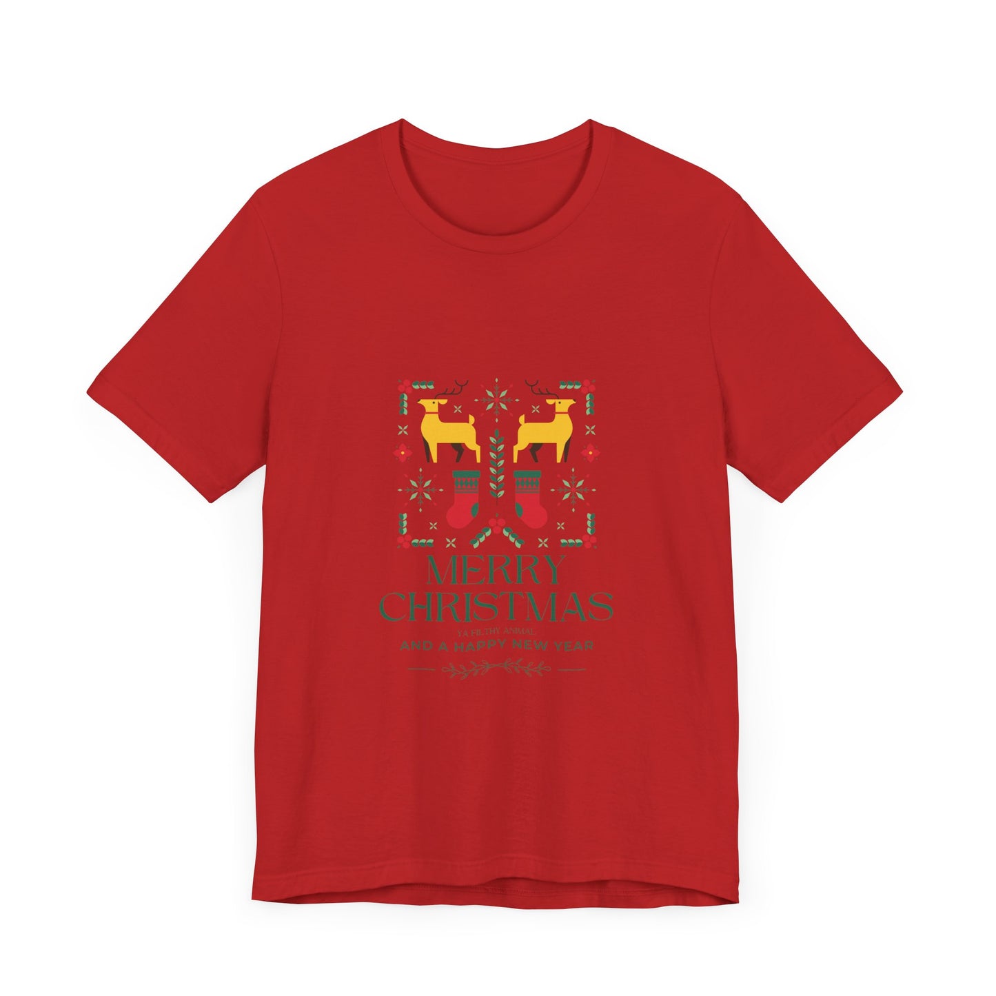 Merry Christmas Ya Filthy Animal—Unisex Jersey Short Sleeve Tee