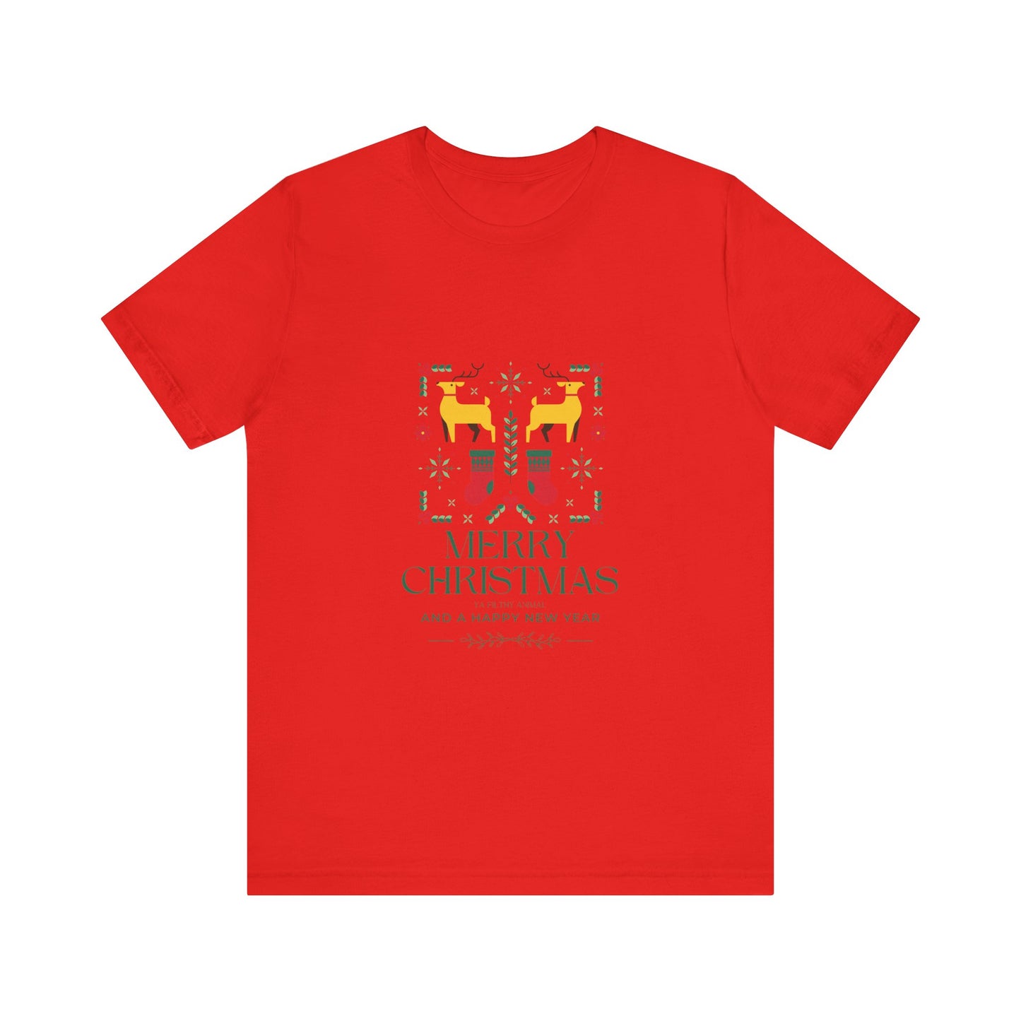 Merry Christmas Ya Filthy Animal—Unisex Jersey Short Sleeve Tee