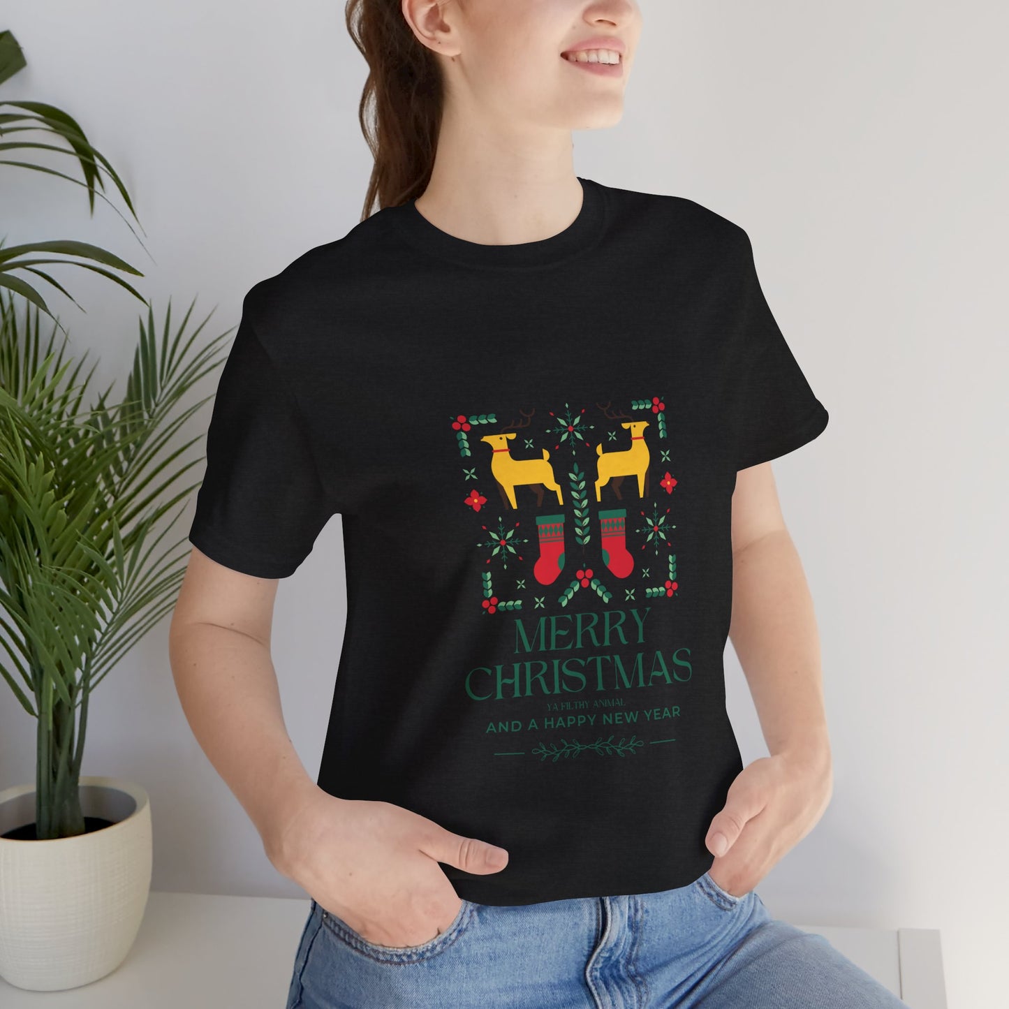 Merry Christmas Ya Filthy Animal—Unisex Jersey Short Sleeve Tee