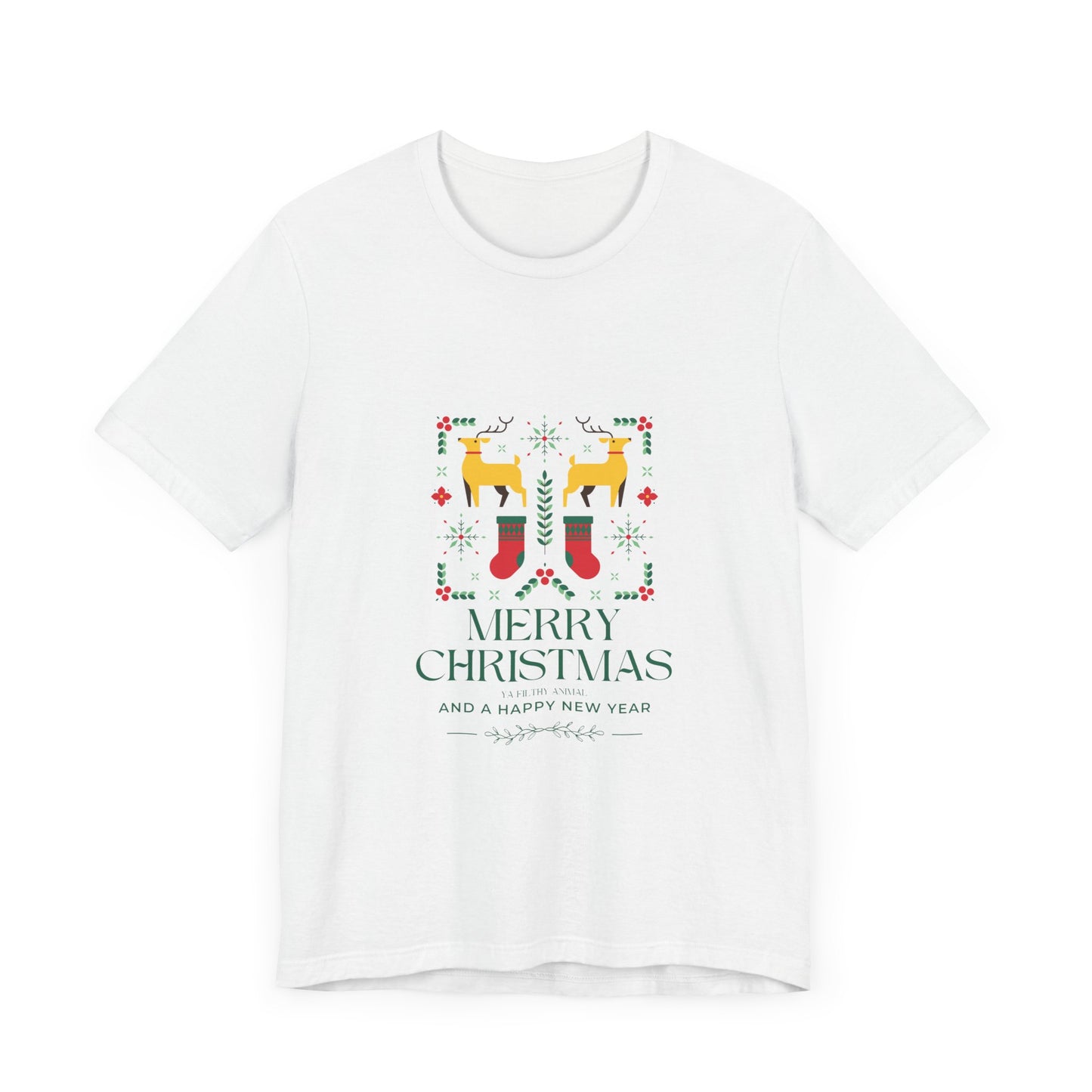 Merry Christmas Ya Filthy Animal—Unisex Jersey Short Sleeve Tee