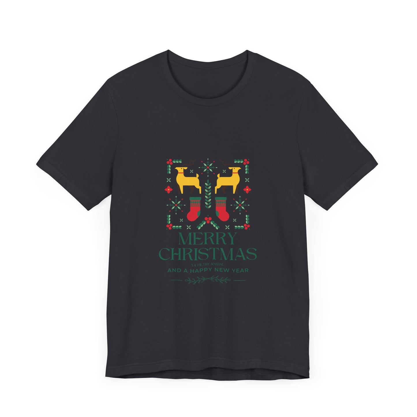 Merry Christmas Ya Filthy Animal—Unisex Jersey Short Sleeve Tee