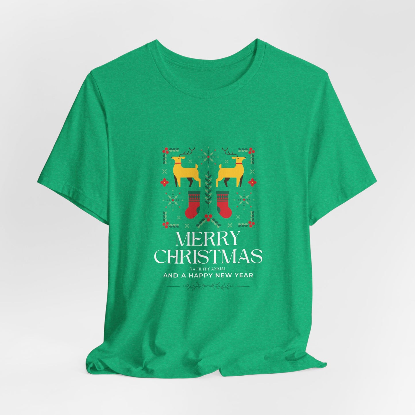 Merry Christmas Ya Filthy Animal—Unisex Jersey Short Sleeve Tee