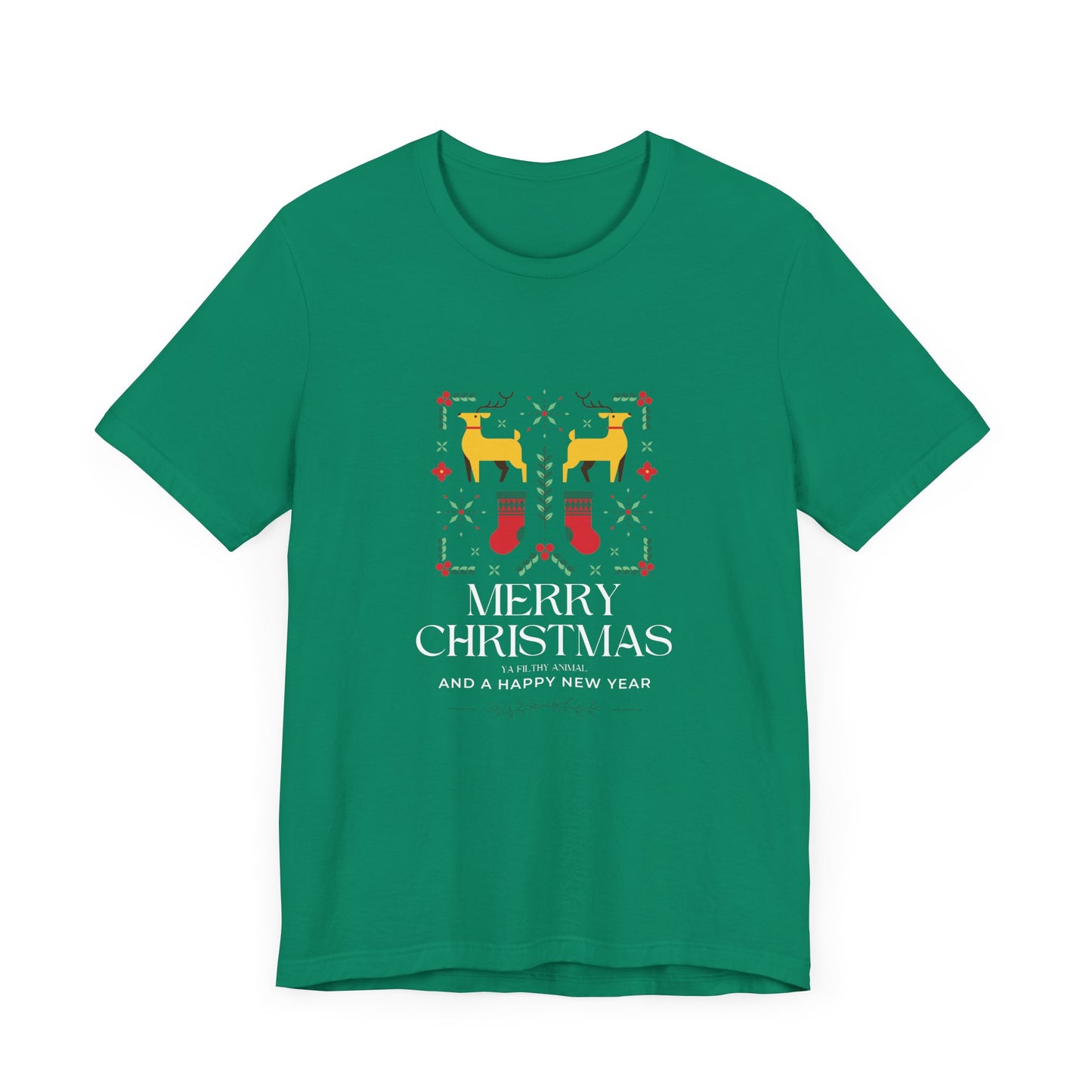Merry Christmas Ya Filthy Animal—Unisex Jersey Short Sleeve Tee