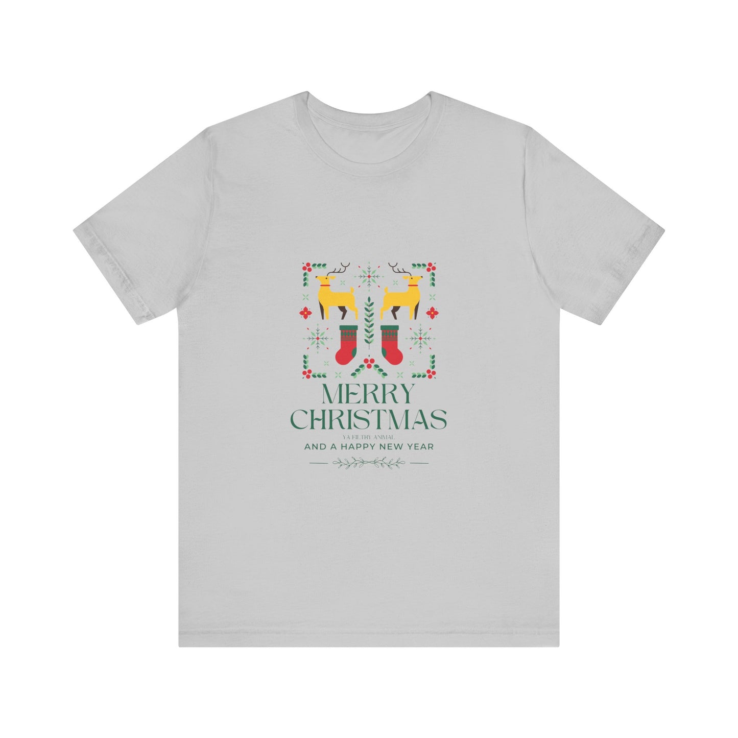 Merry Christmas Ya Filthy Animal—Unisex Jersey Short Sleeve Tee