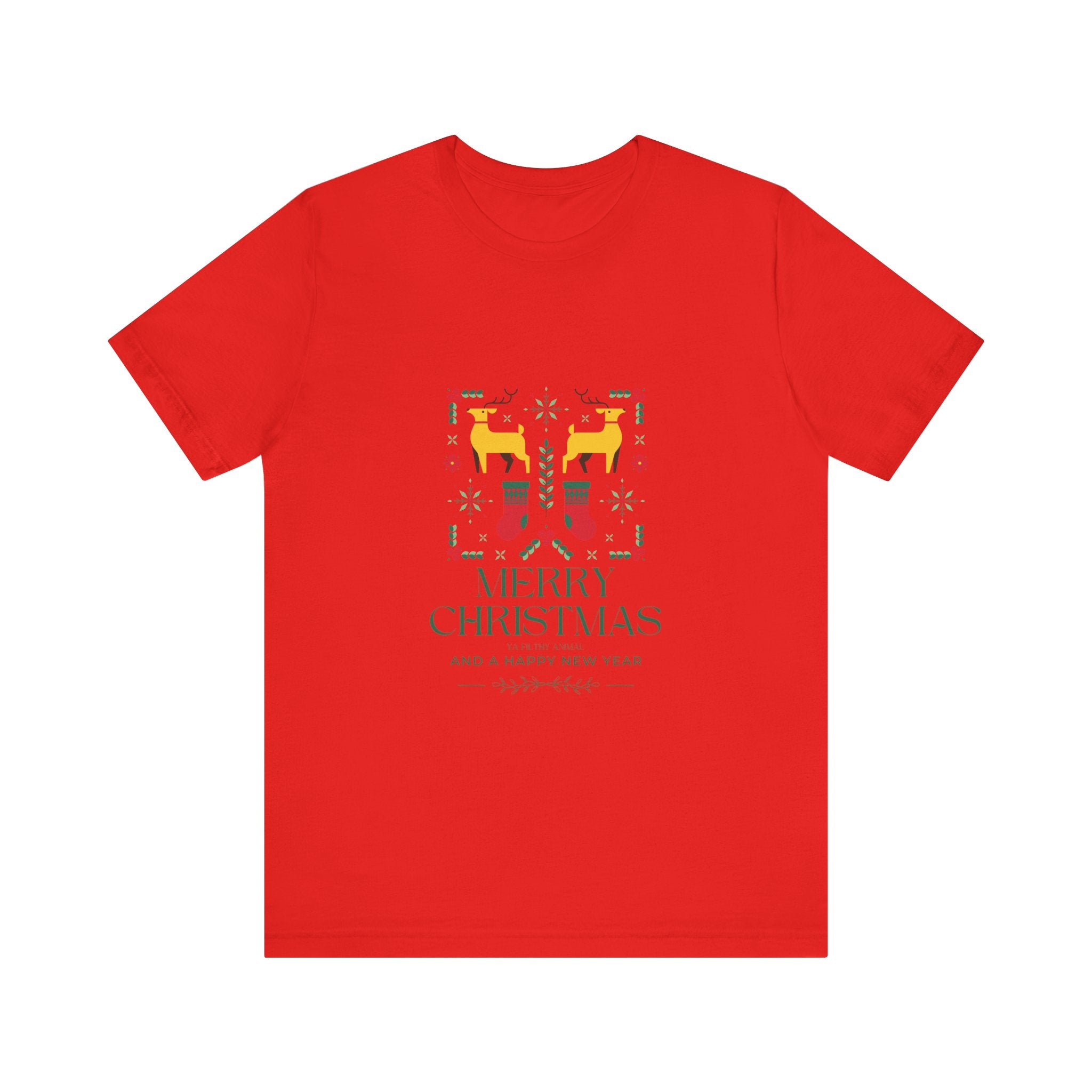Merry Christmas Ya Filthy Animal—Unisex Jersey Short Sleeve Tee