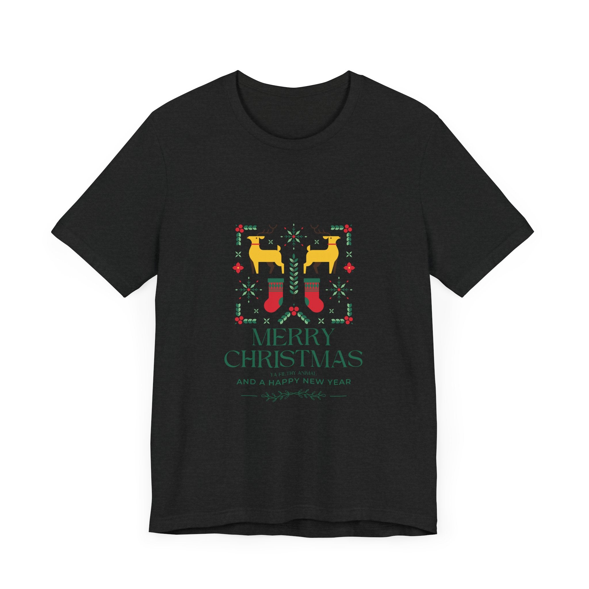 Merry Christmas Ya Filthy Animal—Unisex Jersey Short Sleeve Tee