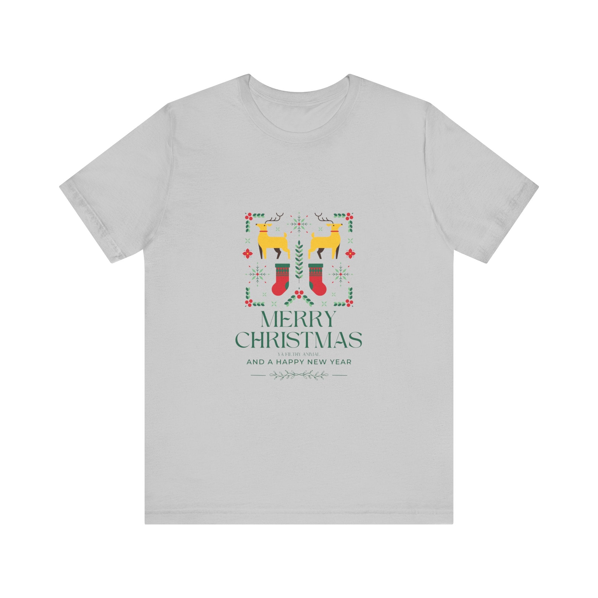 Merry Christmas Ya Filthy Animal—Unisex Jersey Short Sleeve Tee