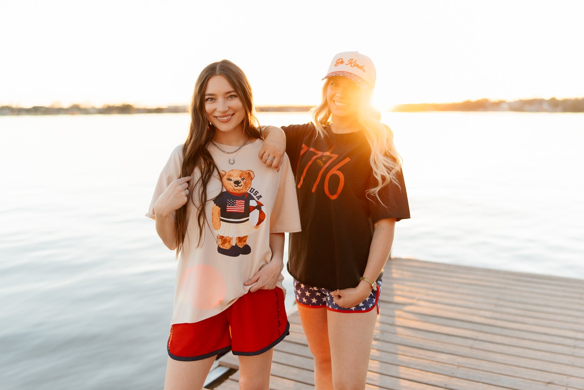 USA Teddy on Beige Boxy Tee